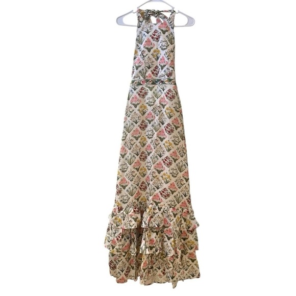 🆕 AGUA BENDITA Magnolia Magladena Floral Linen Maxi Dress Sz S - Picture 2 of 9